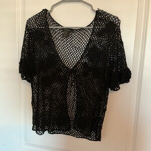 Chic Black Crochet Blouse